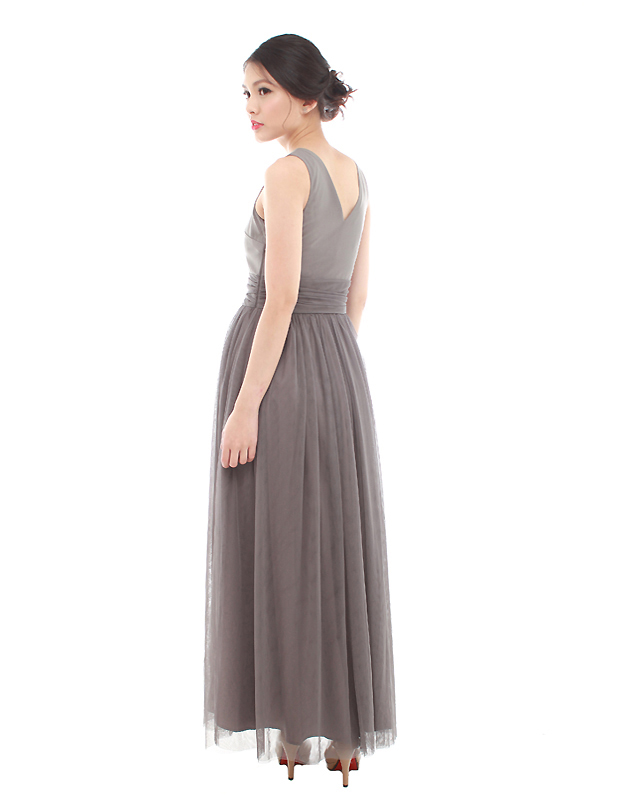 Vera Maxi Tulle Dress in Dark Grey